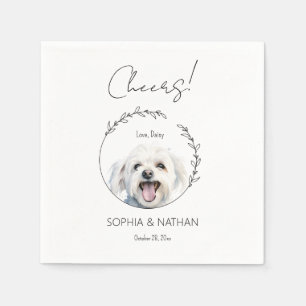 Simple Maltese Dog Wedding Cocktail Napkin