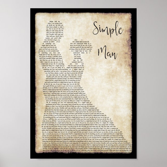 Simple Man Song Lyric Man Lady Dancing Print (Front)