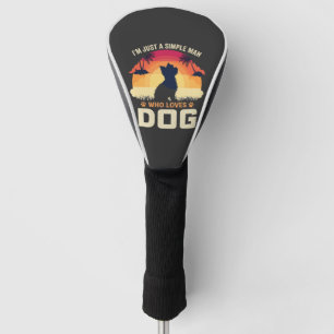 Simple Man Who Loves Dog Silhouette Sunset Palm Tr Golf Head Cover