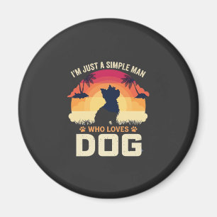 Simple Man Who Loves Dog Silhouette Sunset Palm Tr Magnet