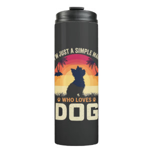 Simple Man Who Loves Dog Silhouette Sunset Palm Tr Thermal Tumbler