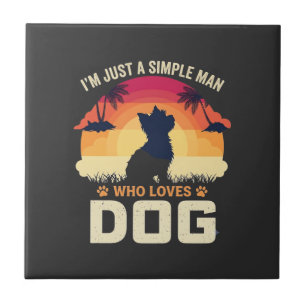Simple Man Who Loves Dog Silhouette Sunset Palm Tr Tile