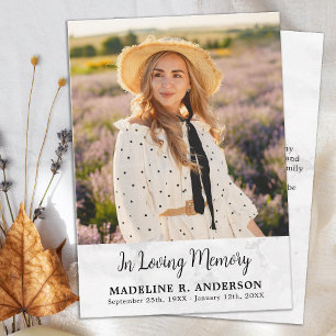Simple Marble Memorial Photo Funeral Thank You Card