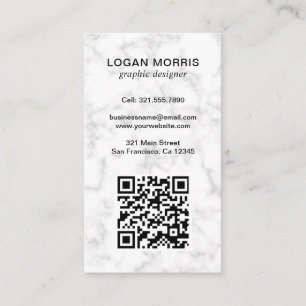 Simple Marble QR Code Modern Business Card