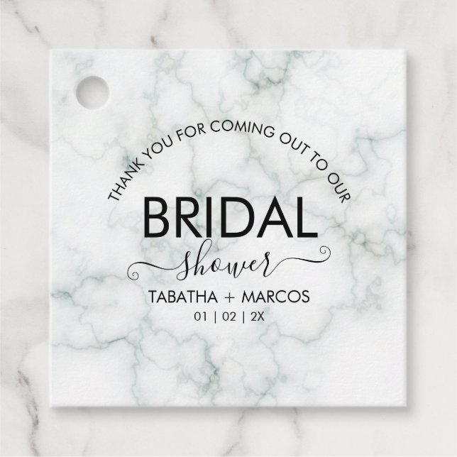 Simple Marble Script Elegant BRIDAL Shower  Favour Tags (Front)