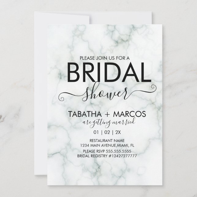 Simple Marble Script Elegant BRIDAL Shower  Invitation (Front)