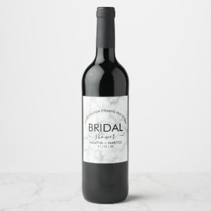 Simple Marble Script Elegant BRIDAL Shower  Wine Label