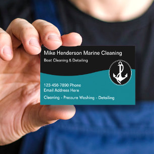 Simple Marine Boat Cleaning Business Cards