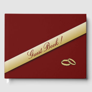 Simple Maroon  and Gold Wedding Guest Book