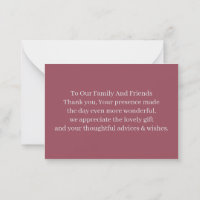 Simple Maroon Customised Wedding Thank You