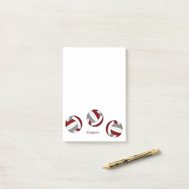 simple maroon grey volleyballs w player name post-it notes (On Desk)