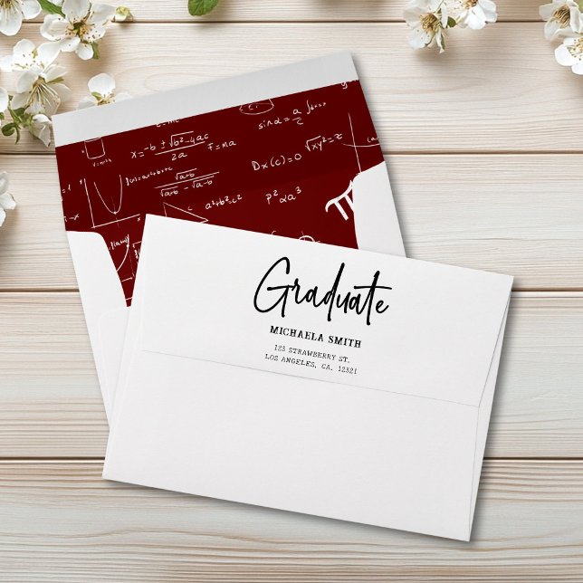 Simple Maroon Math Return Address Graduation Envelope (Creator Uploaded)
