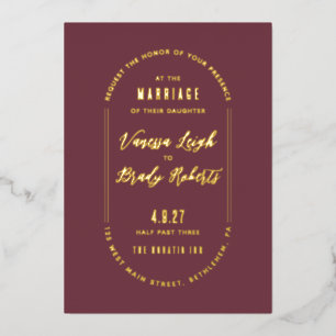 Simple Maroon Minimalist Wedding Invitation