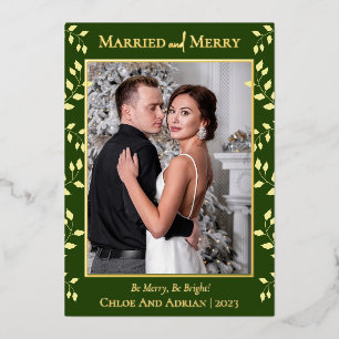 Simple Married and Merry Newlywed Christmas Photo