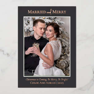Simple Married and Merry Newlywed Christmas Photo