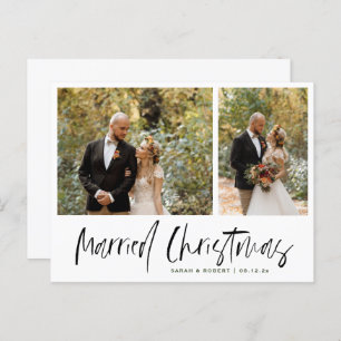 Simple Married Christmas Wedding Announcement Postcard