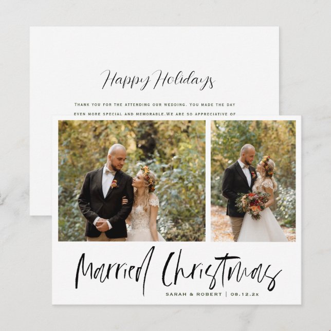 Simple Married Christmas Wedding Announcement Postcard (Front/Back)
