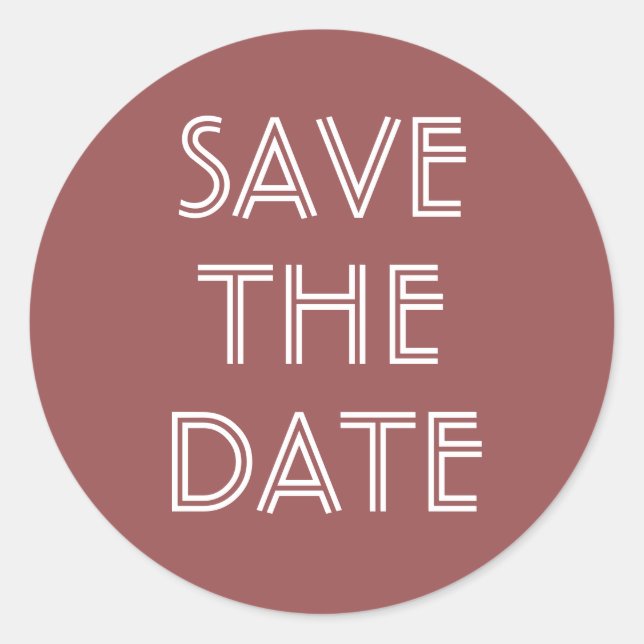 Simple Marsala Save The Date Sticker (Front)