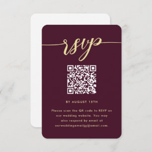 Simple Marsala Wedding RSVP with QR Code