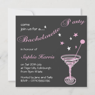 Simple Martini Swirl Bachelorette Party Invitation