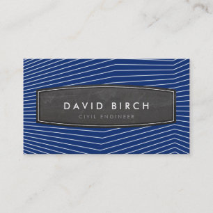 SIMPLE masculine chalkboard badge bold navy blue Business Card