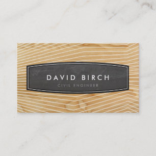 SIMPLE masculine chalkboard badge wood grain look Business Card