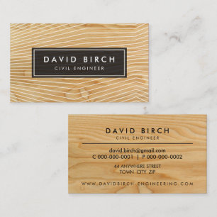 SIMPLE masculine emblem badge wood grain look Business Card