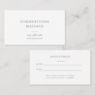 Simple Massage Appointment Card