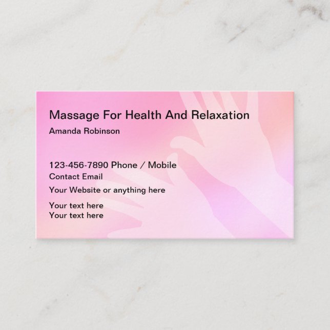 Simple Massage Business Cards Design Template (Front)