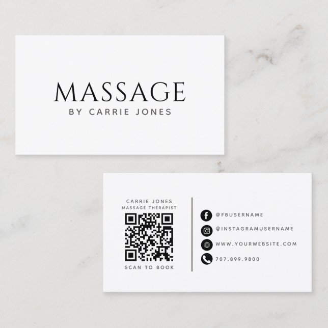 Simple Massage Therapist  Business Card (Front/Back)