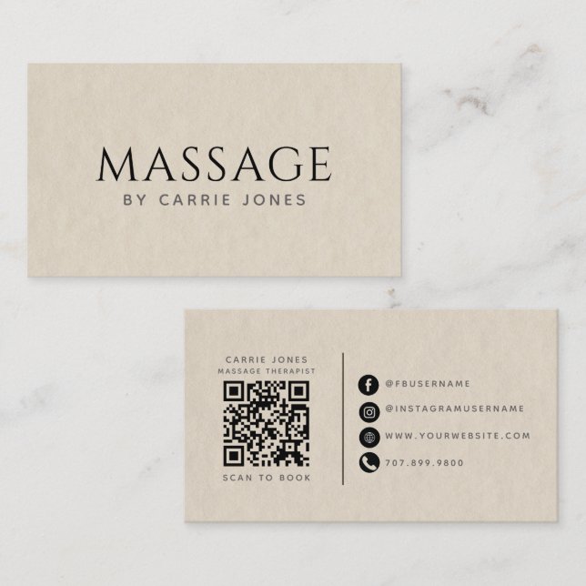 Simple Massage Therapist  Business Card (Front/Back)