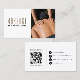 Simple Massdgae Therapist Photo Business Card