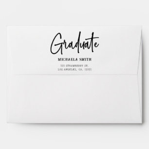 Simple Math Return Address Orange Graduation Envelope