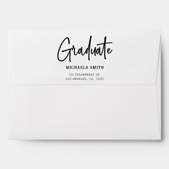 Simple Math Return Address Orange Graduation Envelope (Back (Top Flap))