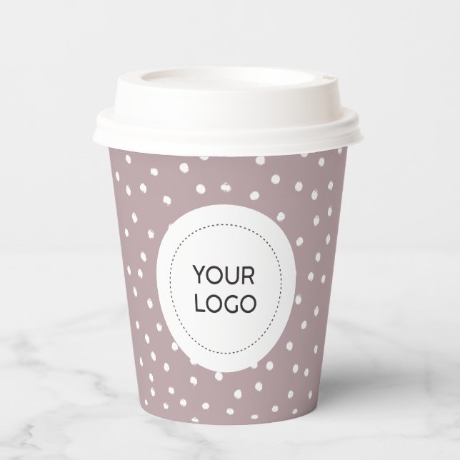 Simple Mauve Minimal Business Logo Custom Paper Cups (Front)