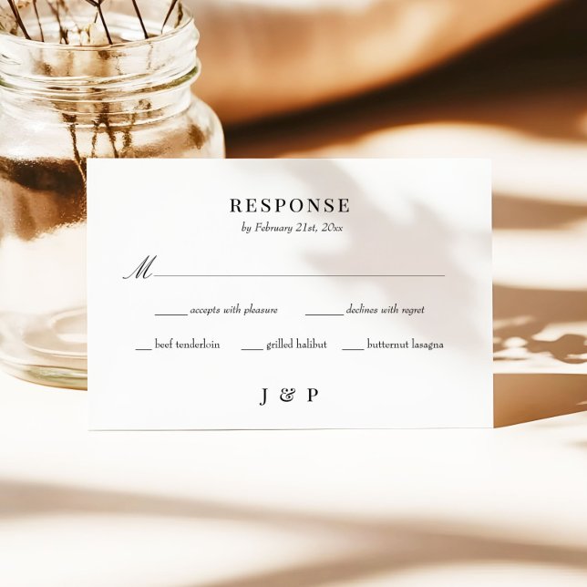 Simple Meal Choice Wedding RSVP Card (Creator Uploaded)