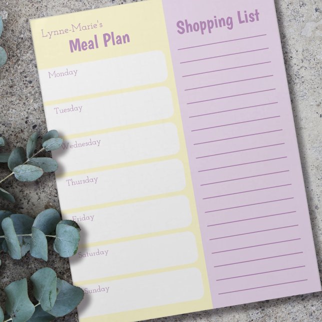 Simple Meal Planner Shopping List Personalised Notepad (Creator Uploaded)