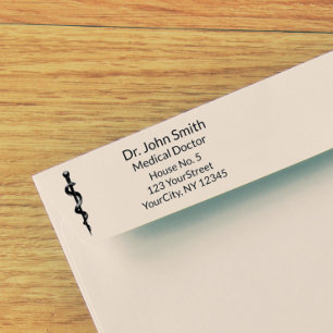 Simple Medical Asclepius Caduceus Black White Self-inking Stamp