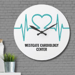 Simple Medical Doctors Office<br><div class="desc">Turquoise heart beat EKG heart beat print, for a a doctor's office or medical practice! Not only can you change the font colours (and text of course), but you can also change the background colours which will change the heartbeat line colouring! Simple Modern Heart Beat Medical Doctors Office Large Clock...</div>