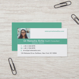Simple medical green/white photo business card