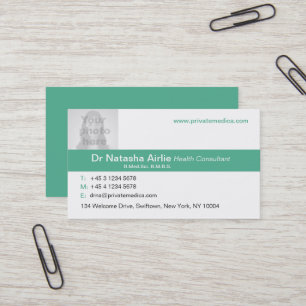 Simple medical green/white photo business card