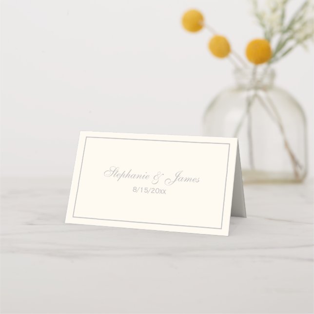 Simple Medium Grey Frame Escort Cards Ivory (Front)