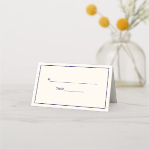 Simple Medium Navy Blue Frame Escort Cards Ivory