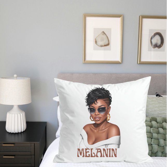 Simple melanin black woman  cushion (Creator Uploaded)