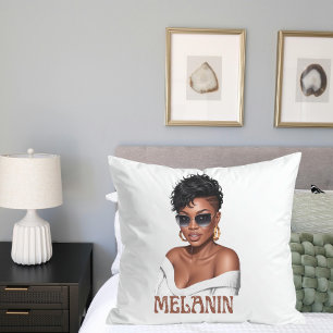 Simple melanin fashionable woman  black history  cushion