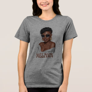 Simple melanin fashionable woman  black history  Tri-Blend shirt