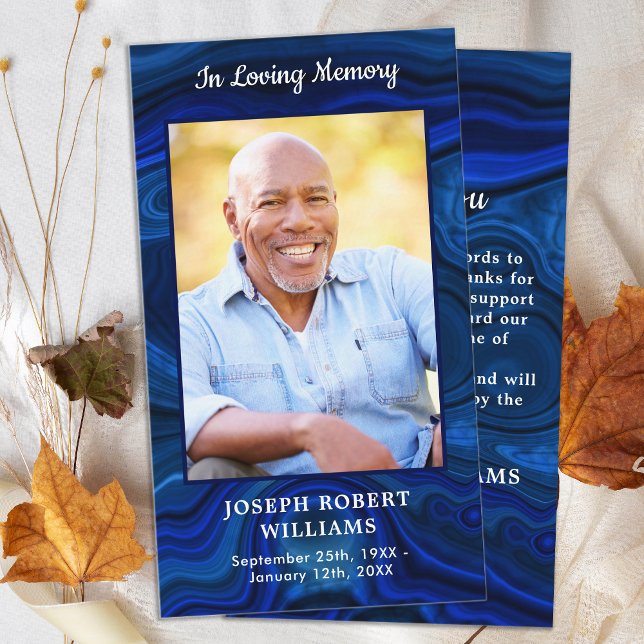 Simple Memorial Blue Marble Funeral Thank You Card (Creator Uploaded)