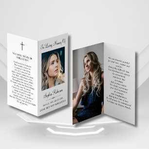 Simple Memorial Funeral Photo Folder Prayer Card