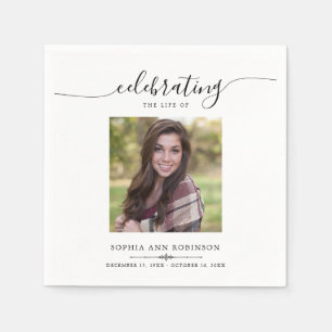 Simple Memorial Funeral Photo Napkin
