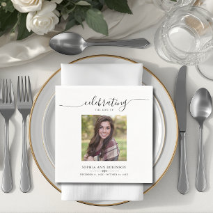Simple Memorial Funeral Photo Napkin